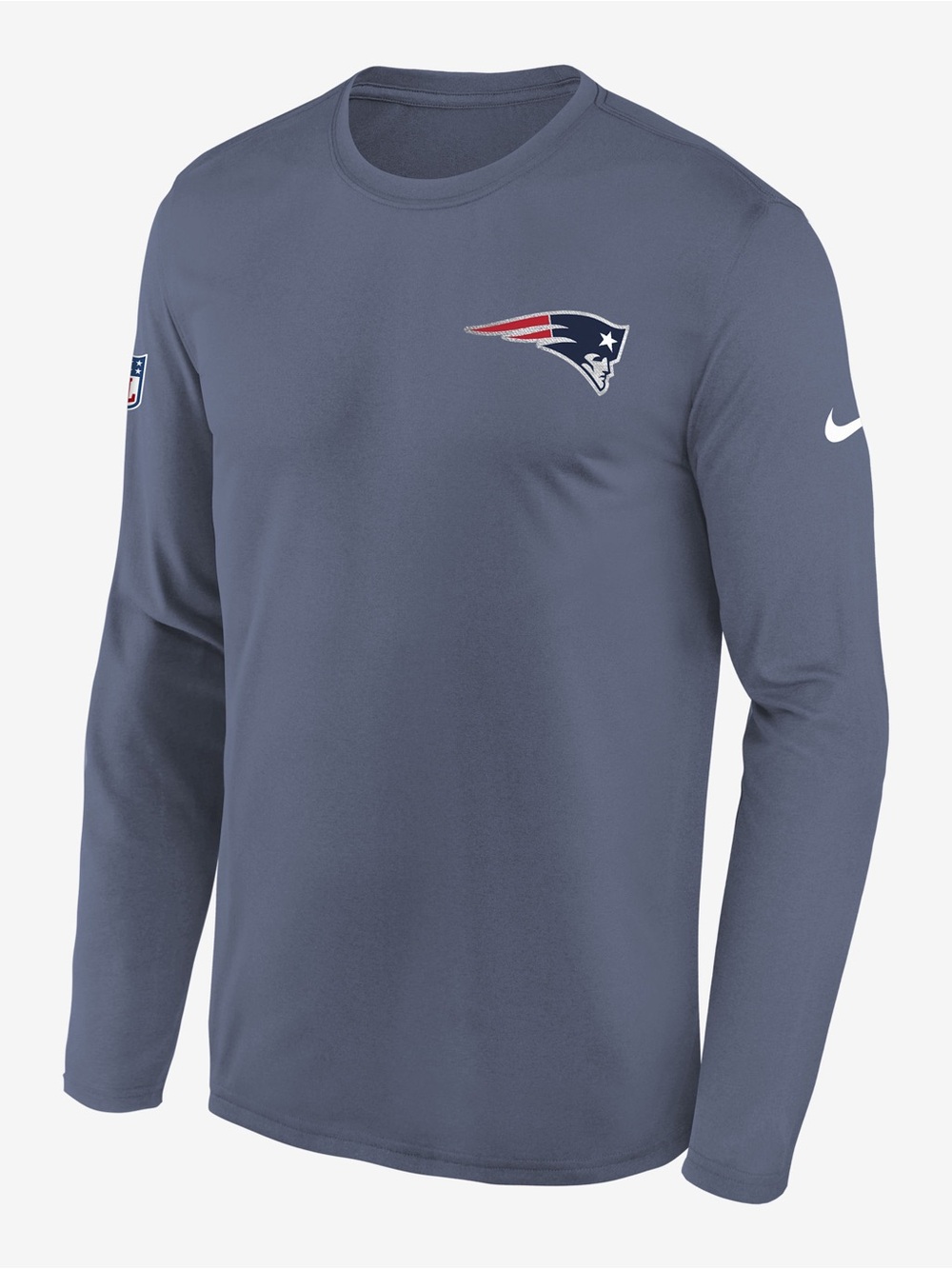 NFL Long-Sleeve Patriots Logo Crewneck Shirt - Slate Blue